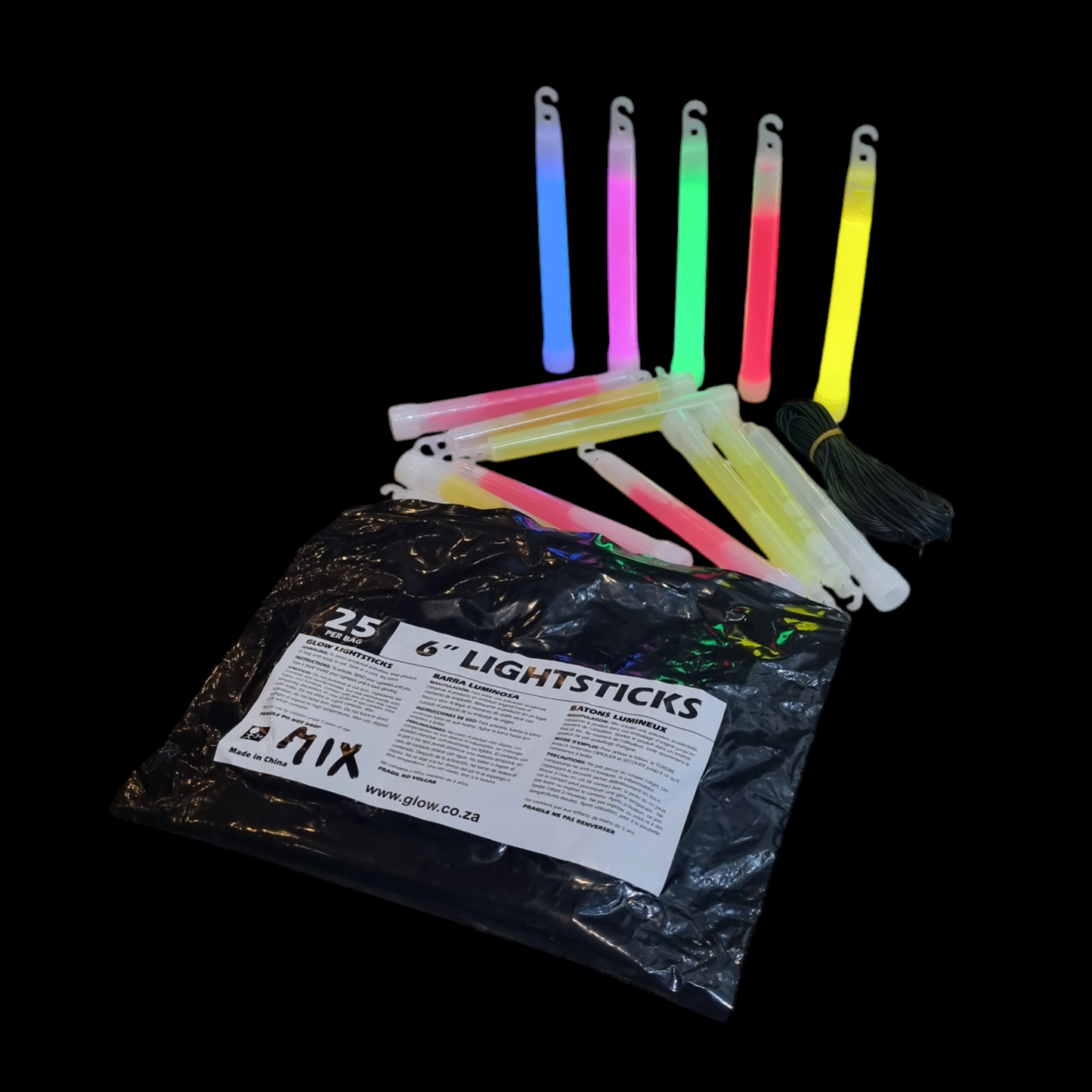 6-Inch (15cm) Classic Glow Sticks - 25pcs
