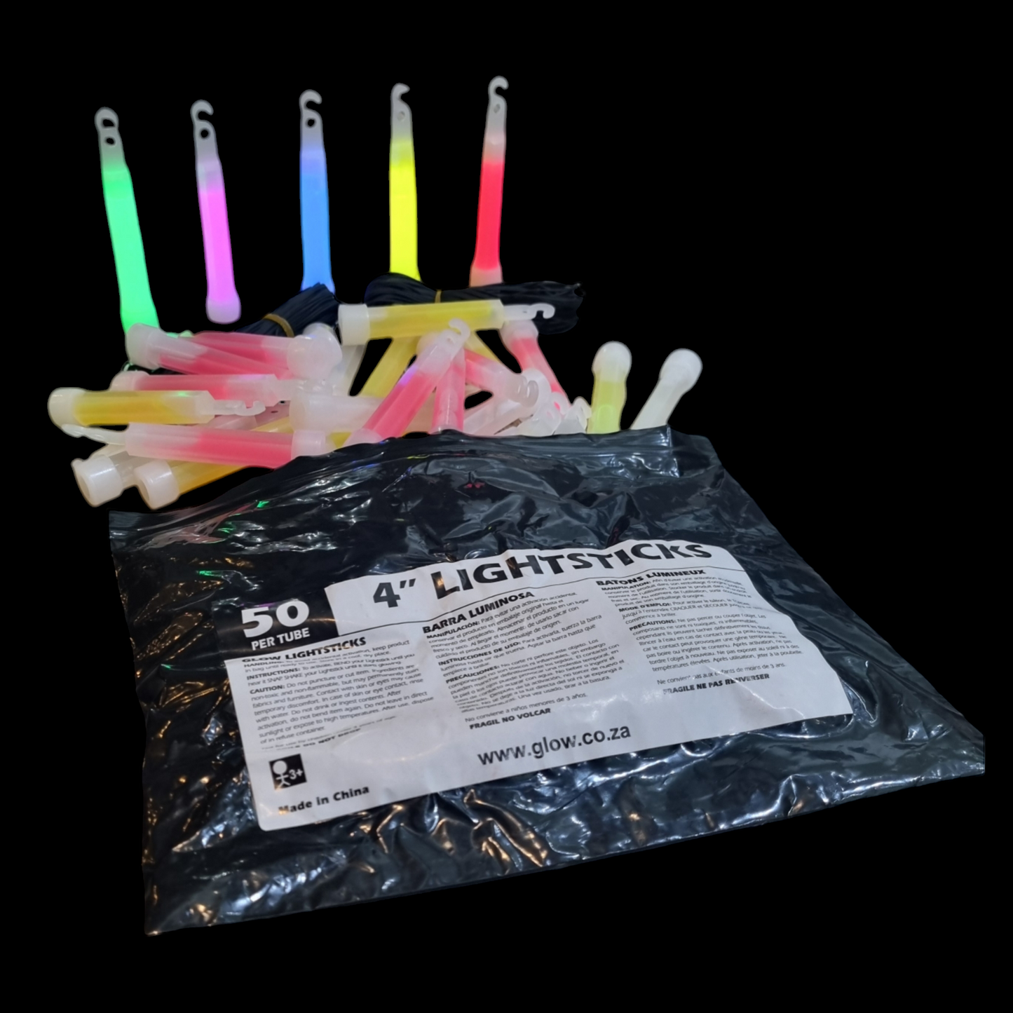 4-Inch (10cm) Compact Glow Sticks - 50pcs