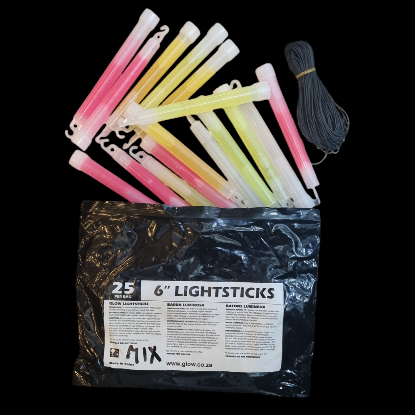 6-Inch (15cm) Classic Glow Sticks - 25pcs