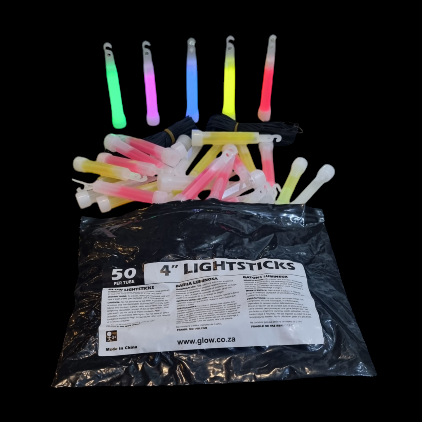 4-Inch (10cm) Compact Glow Sticks - 50pcs